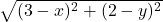 \sqrt{(3 -  x)^2 + (2 -  y)^2} 
