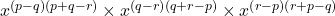 x^{\left(p-q\right)\left(p+q-r\right)}\times x^{\left(q-r\right)\left(q+r-p\right)}\times x^{\left(r-p\right)\left(r+p-q\right)}\\