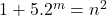 1+5.2^m = n^2