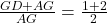 \frac{GD + AG}{AG} = \frac{1 + 2}2 