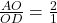 \frac{AO}{OD} = \frac{2}{1}