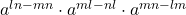 a^{ln-mn} \cdot a^{ml-nl} \cdot a^{mn-lm}