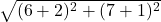  \sqrt{(6 + 2)^2 + (7 + 1)^2} 