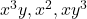  x^3 y, x^2, xy^3 