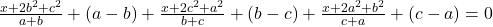  \frac{x + 2b^2 + c^2}{a + b} + (a - b)  + \frac{x + 2c^2 + a^2}{b + c} + (b - c) + \frac{x + 2a^2 + b^2}{c + a} + (c - a)  = 0 