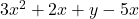  3x^2 + 2x + y - 5x 