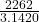   \frac{2262}{3.14 &times; 20} 