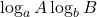 \log_aA&divide;\log_bB 