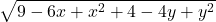  \sqrt{9 - 6x + x^2 + 4 - 4y + y^2} 