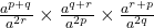 \frac{a^{p+q}}{a^{2r}}\times\frac{a^{q+r}}{a^{2p}}\times\frac{a^{r+p}}{a^{2q}}\\