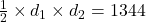  \frac{1}{2} \times d_1 \times d_2 = 1344 