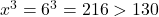  x^3 = 6^3 = 216 > 130 