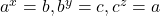  a^x=b,b^y=c,c^z=a