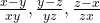 \frac{x - y}{xy}, \frac{y - z}{yz}, \frac{z - x}{zx} 