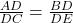 \frac{AD}{DC} = \frac{BD}{DE} 