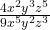 \frac{4x^2y^3z^5}{9x^5y^2z^3}
