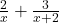 \frac{2}{x} + \frac{3}{x+2}