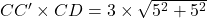  CC' \times CD = 3 \times \sqrt{5^2 + 5^2} 