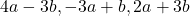 4a - 3b, -3a + b, 2a + 3b