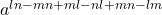  a^{ln-mn+ml-nl+mn-lm}