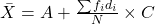  \bar{X} = A + \frac{\sum f_i d_i}{N} \times C 