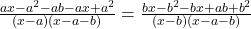  \frac{ax - a^2 - ab - ax + a^2}{(x - a)( x - a - b)} =  \frac{bx - b^2 - bx + ab + b^2}{( x - b)(x - a - b)}
