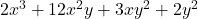 2x^3 + 12x^2y + 3xy^2 + 2y^2 