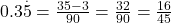  0.3\overset.5 = \frac{35 - 3}{90} =  \frac{32}{90} = \frac{16}{45}  